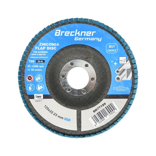 Zirconium abrasive lamellar disc for grinding stainless steel P60, 125mm Breckner Germany
