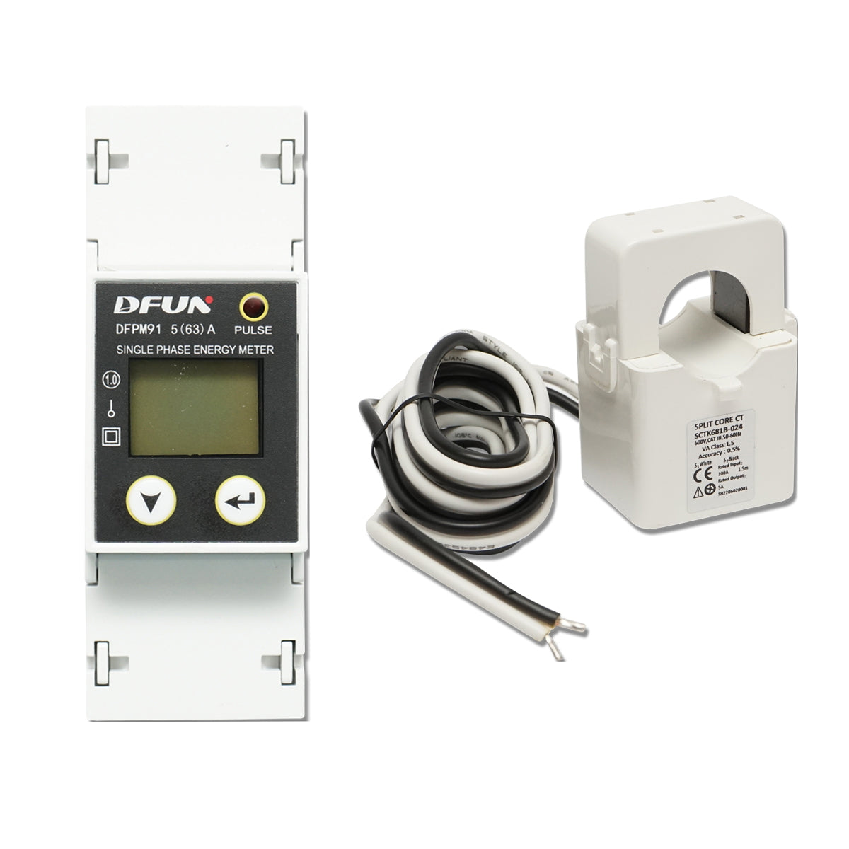 DFUN DFPM91 smart power relay, single-phase 220V, 63A with digital fuse, Split Core transformer 600V, 50-60Hz