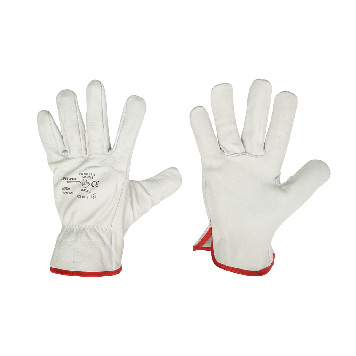 White goat leather work gloves size 10