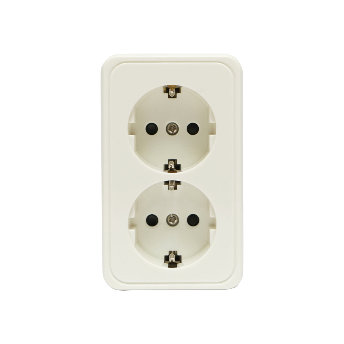 Double Schuko socket with grounding, white, 16A, 250V, applied with child protection, Breckner Germany