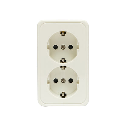 Double Schuko socket with grounding, white, 16A, 250V, applied with child protection, Breckner Germany