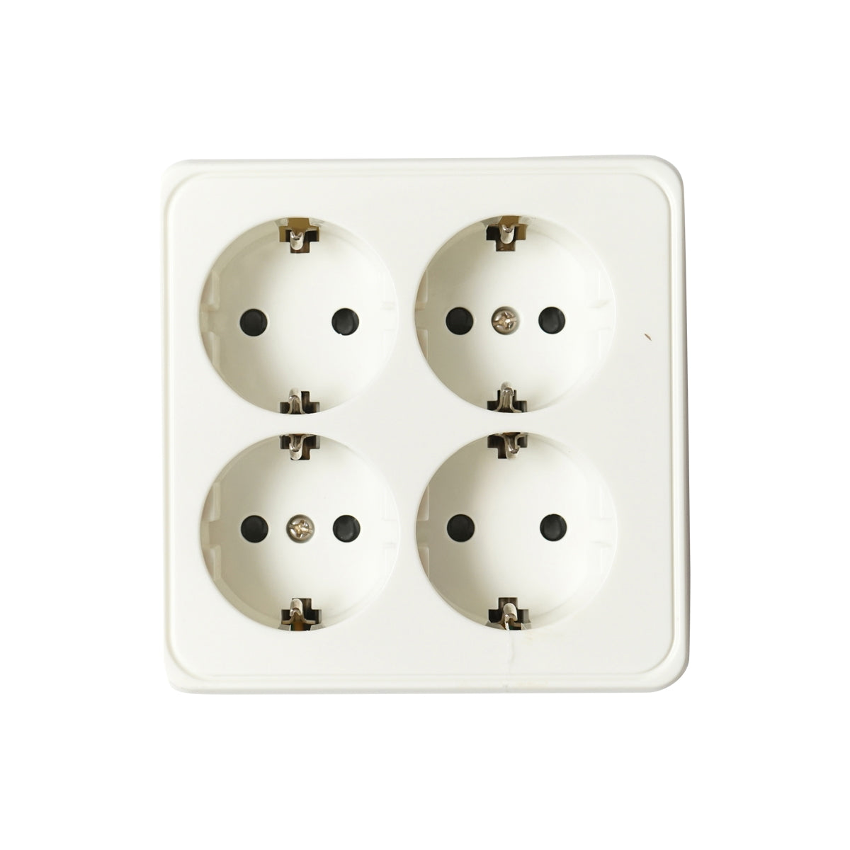 Schuko socket with 4 inputs, white grounding for 16A, 250V, applied with child protection Breckner Germany