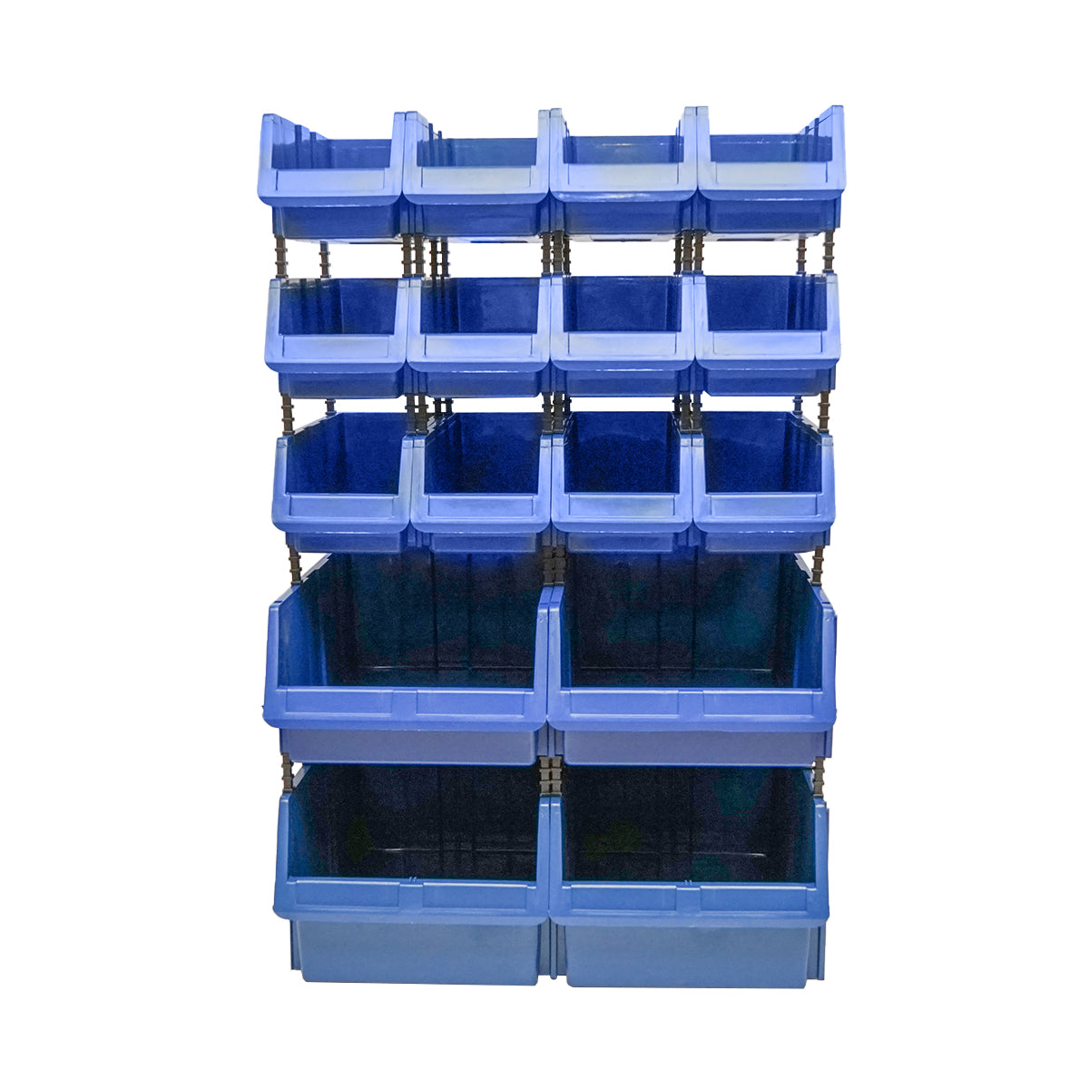 Stand with 16 storage/organization boxes, blue plastic box, 680x510x1100mm