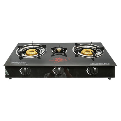 Hob, 3 burner metal stove 2.5KW, tempered glass 700x380x94mm Breckner Germany