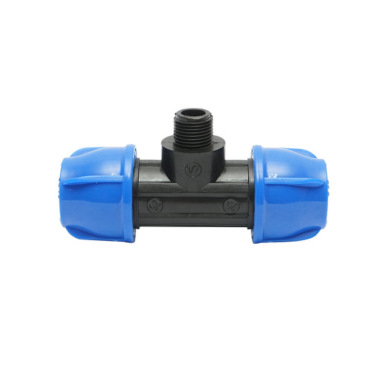 Your external threaded compression fitting father 90 degree D25x25mmx1/2, PN16 bar for irrigation systems