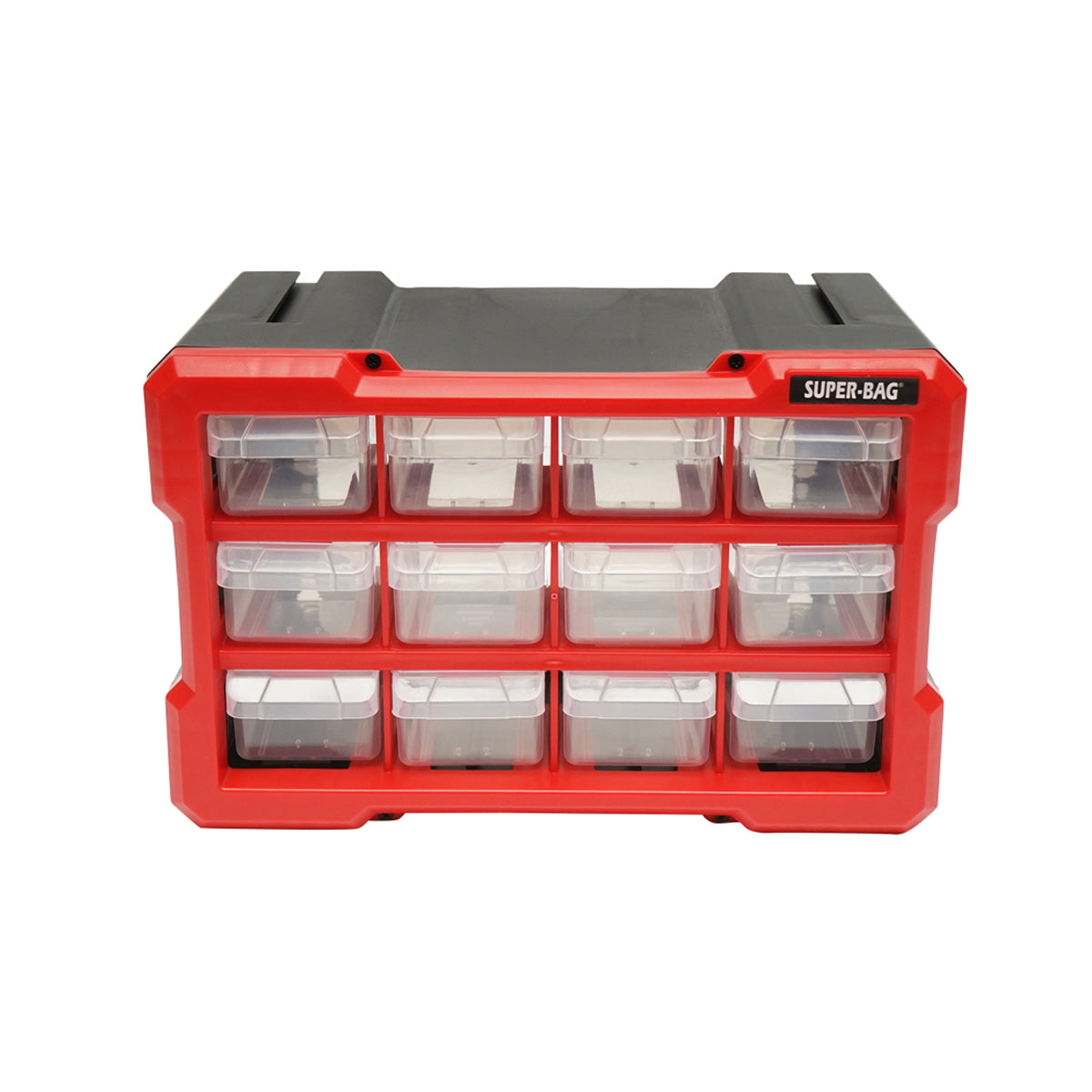 Modular orange plastic storage box, 12 drawers 158x266x170mm Breckner Germany
