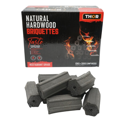 Hexagonal charcoal briquettes made from hardwood, burning time 5 hours, 10Kg THOR