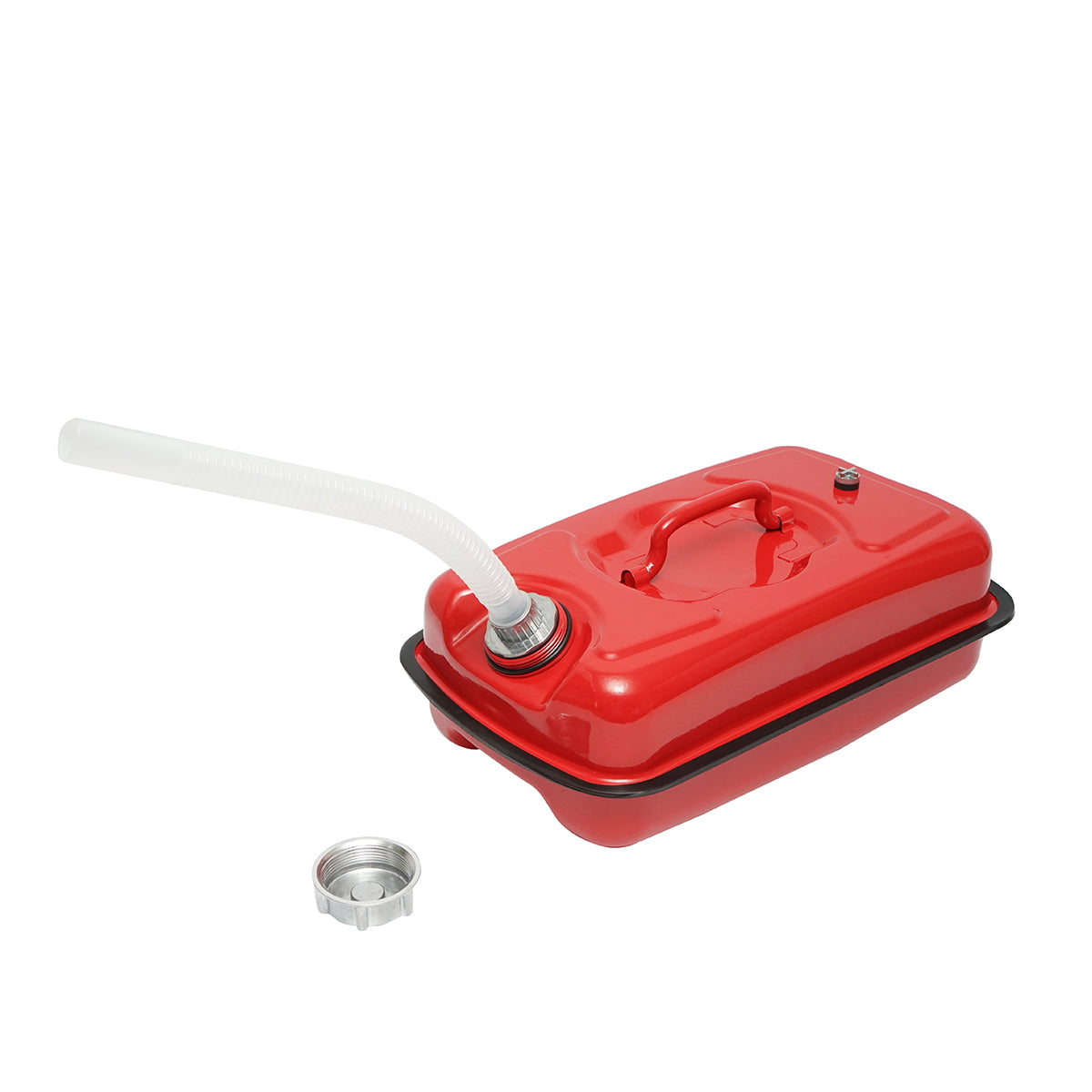 Horizontal metal canister 5L with flexible hose and screw cap