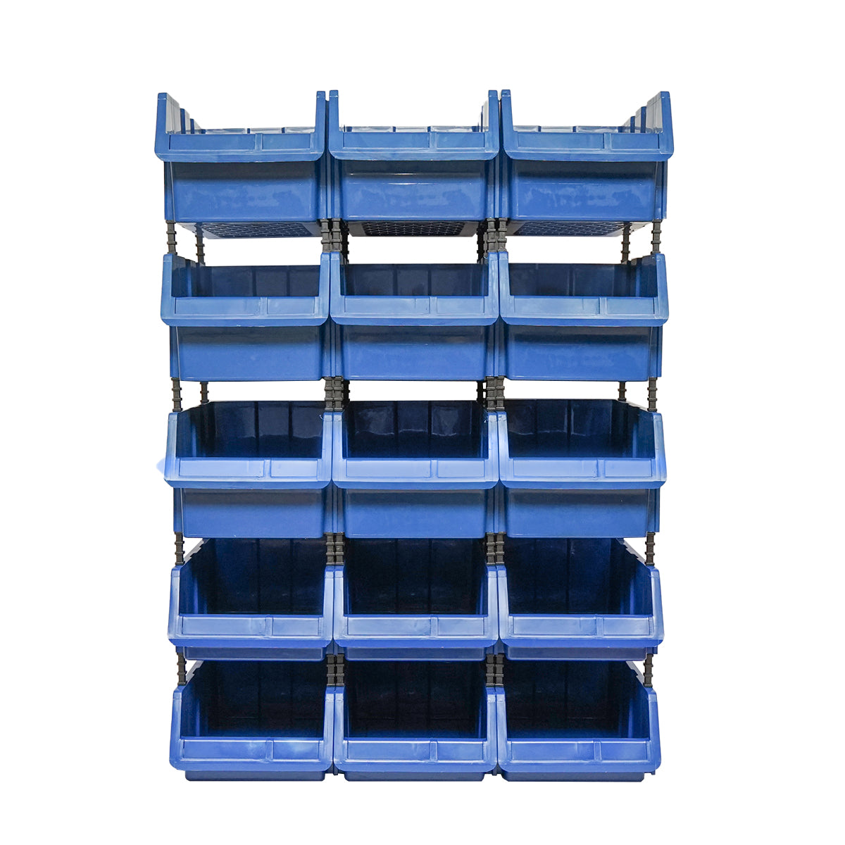 Stand with 15 storage/organization boxes, blue plastic box, 765x400x1100mm