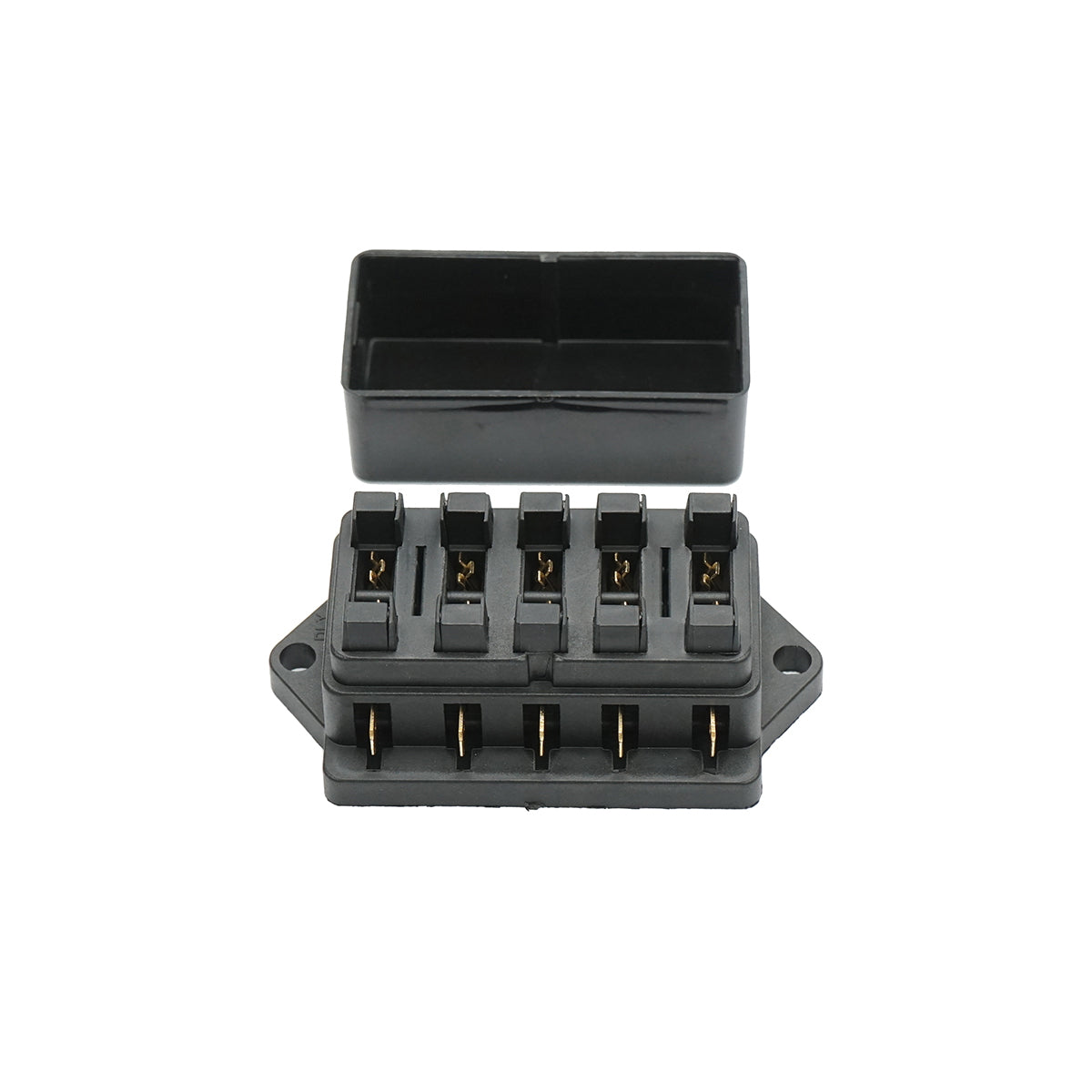 Flat fuse box with 5 terminals