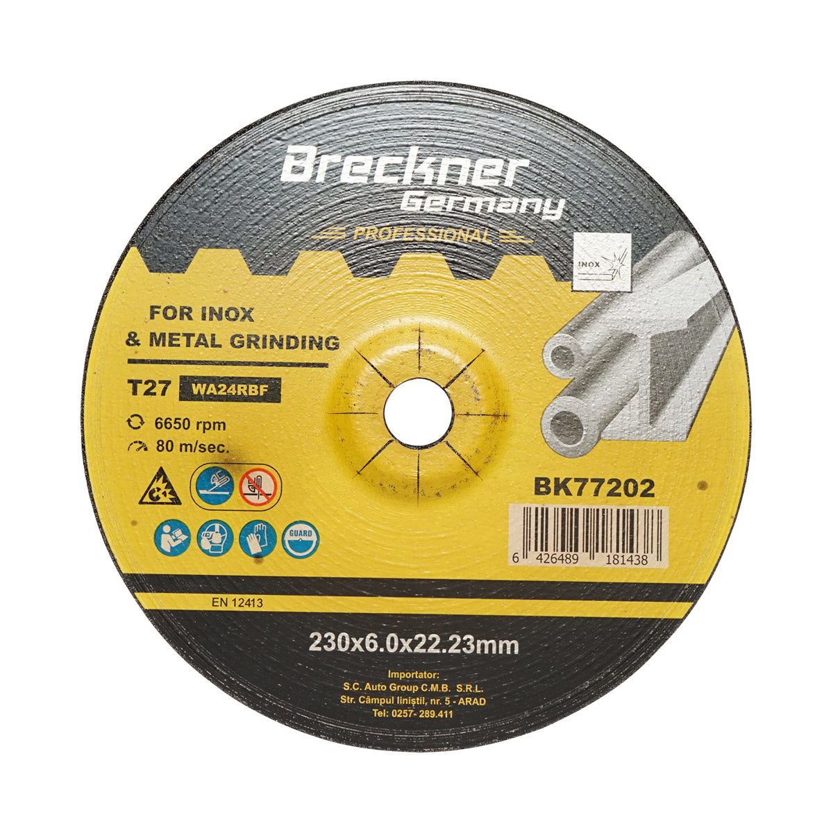 Flex disc for cutting and polishing stainless steel T27 230x6.0x22mm Breckner Germany