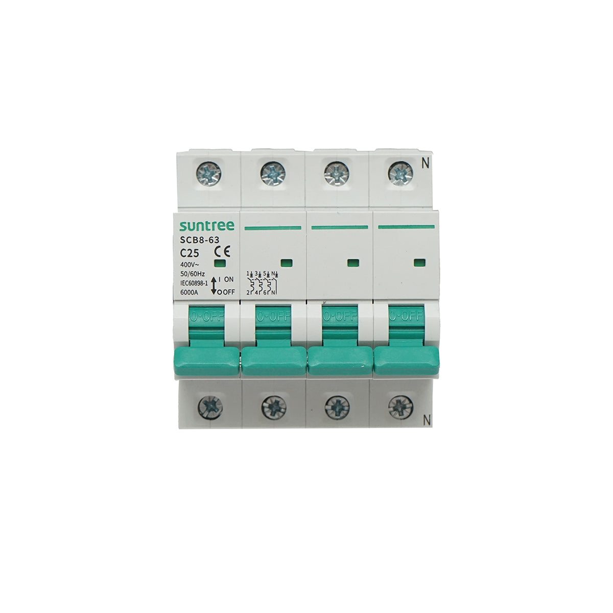 Automatic circuit breaker 3P+N, 25A 400VAC Suntree