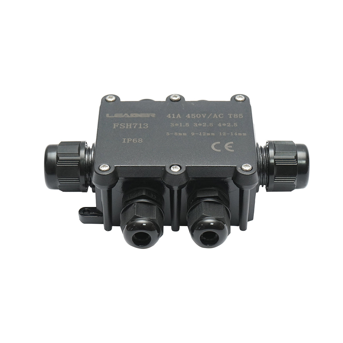 Sealed junction box with presets 41A 450V AC, 6 ways 5-14mm IP68 Leader