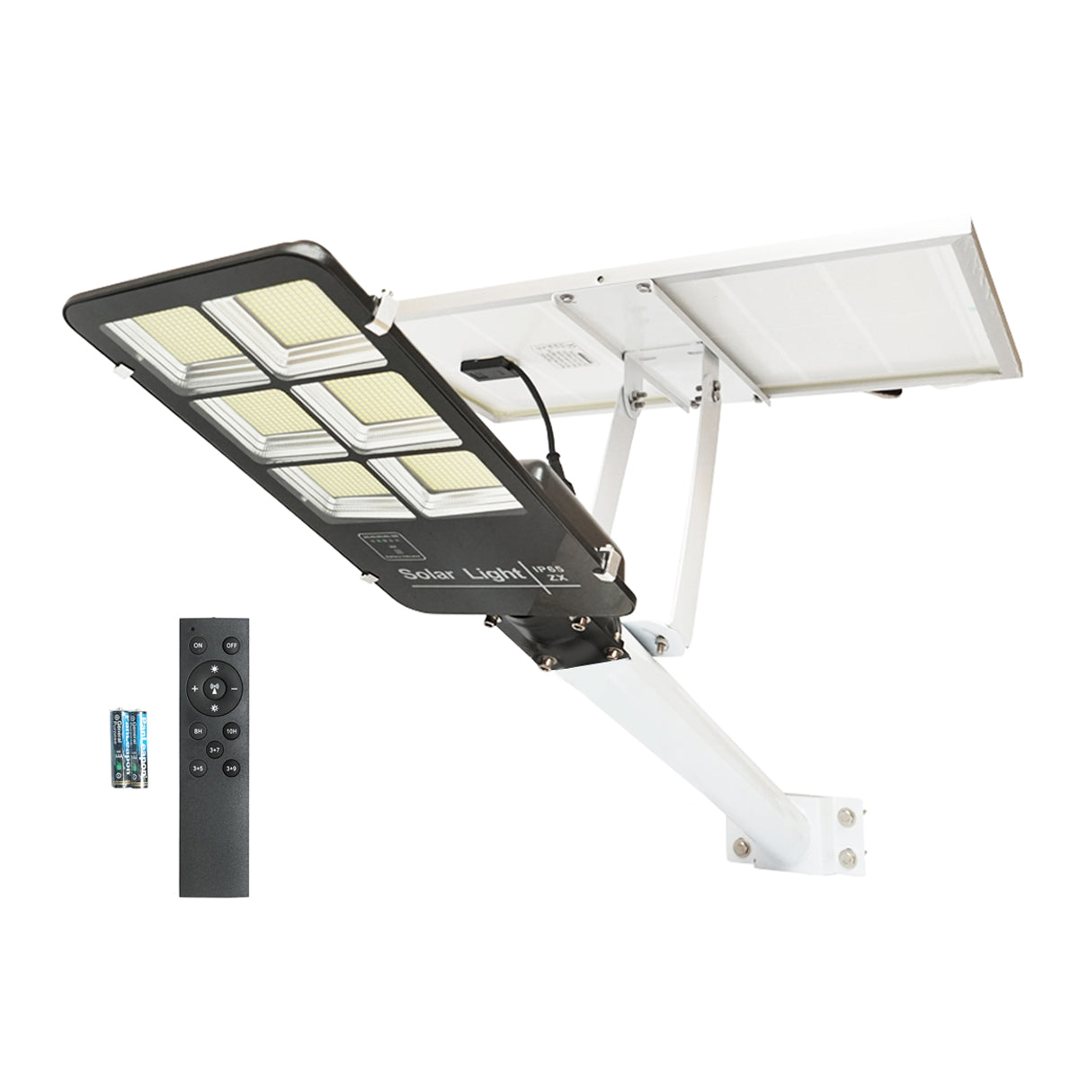 LED solar lamp 300W with 28W solar panel, LifePo4 battery 3.2V/40Ah, 6000-8000K, motion sensor, remote control IP65 Breckner Germany