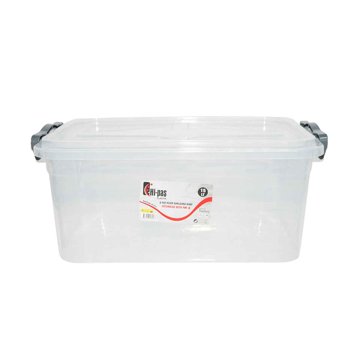 15L storage box with a plastic lid, transparent 280x430x175mm