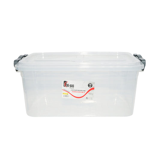 15L storage box with a plastic lid, transparent 280x430x175mm