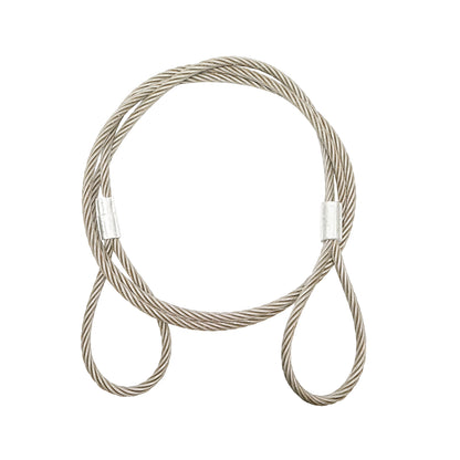 Steel winch cable/rope with a 6x37 strand configuration, 16mm diameter, 6m length with 2 eyes.
