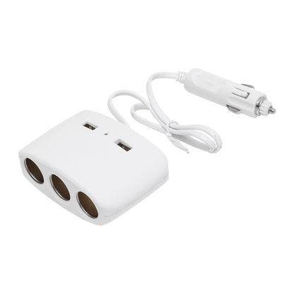 Car triple adapter 12/24V white and 2x USB port 5V/1000mA