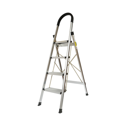 Foldable aluminum ladder, 4 anti-slip steps, height 143cm, maximum load 150Kg Crownman