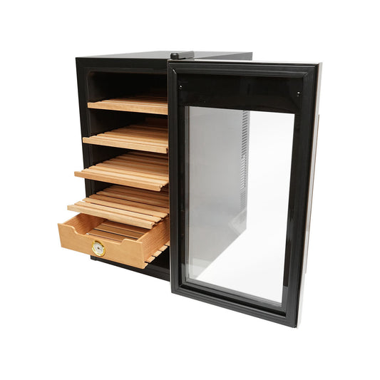 Cigar humidor with 4 wooden shelves and adjustable thermostat 50L, 65W 220V