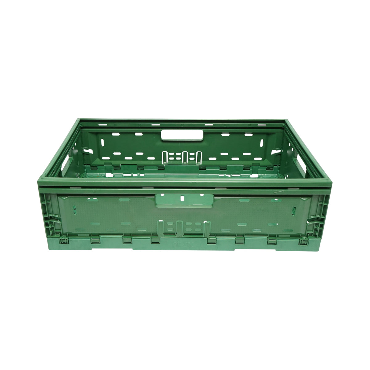 Box, foldable plastic box 595x385x185mm, green for storage