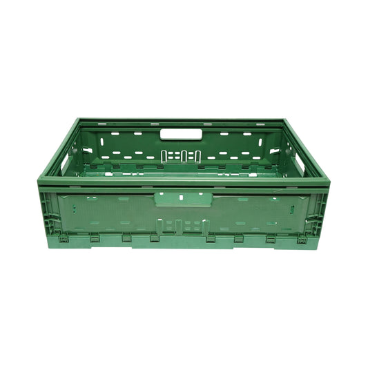 Box, foldable plastic box 595x385x185mm, green for storage