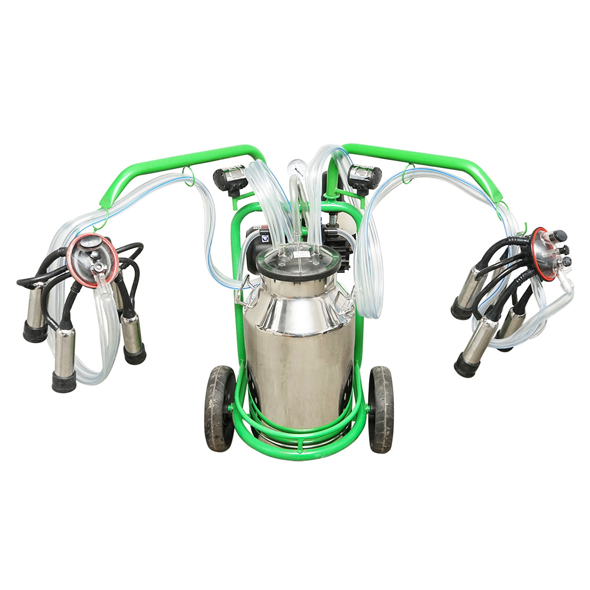 Milk milking machine 2-poster 40L stainless steel tank with bottle, vacuum reservoir Breckner Germany