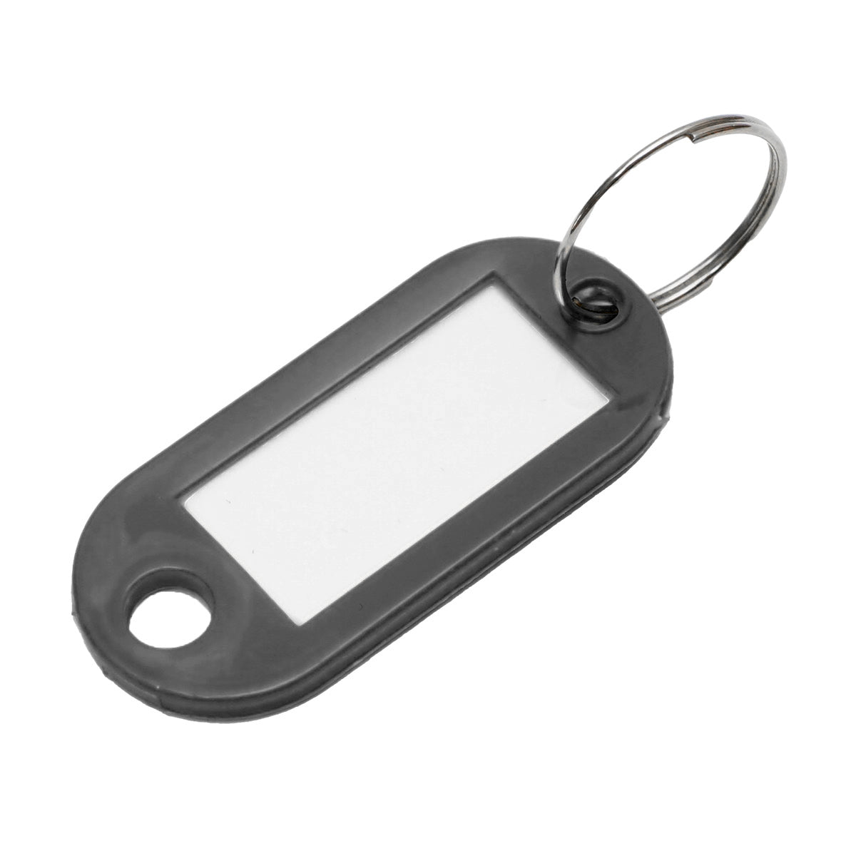 Black keychain with label