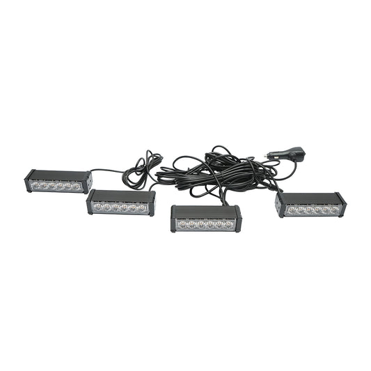 Set of 4 strobe lights with 6 LEDs, yellow light 12V Breckner Germany