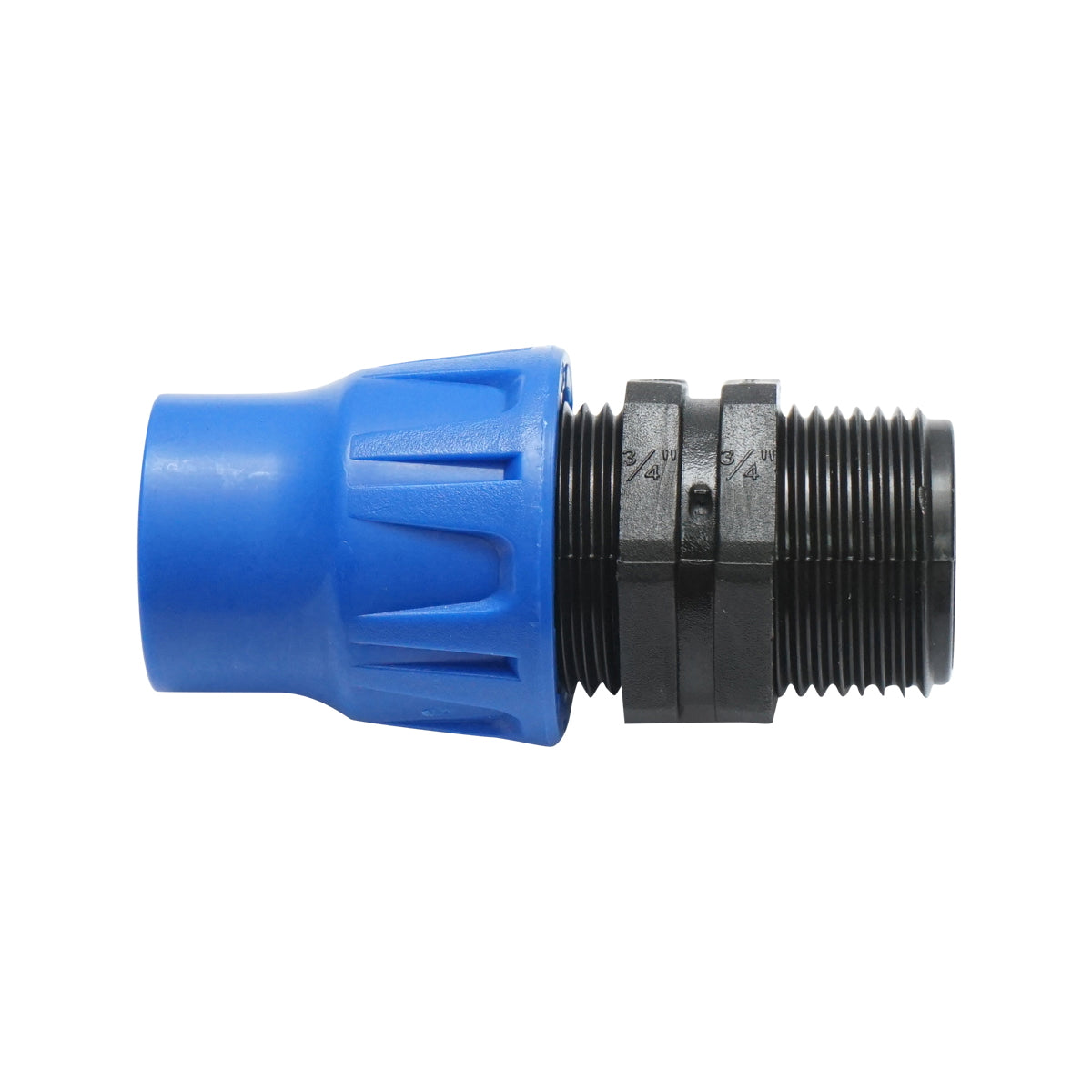 Connection fitting for drip tube with external thread D20mmx3/4 inch, for irrigation systems
