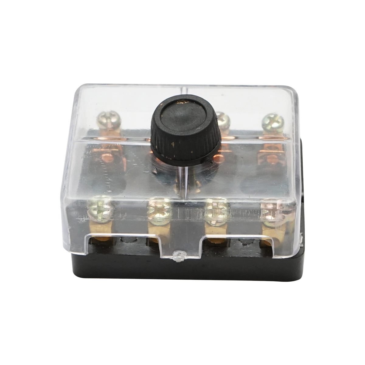 Universal fuse box for 4-way car fuses with transparent cover