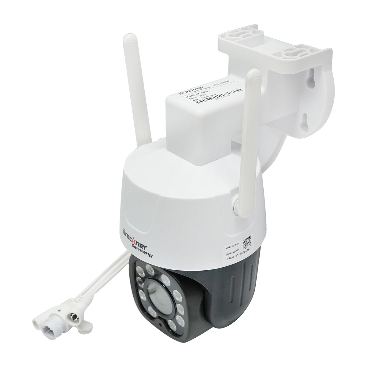 Indoor/outdoor WIFI surveillance camera 5M ultra HD, PTZ, motion sensor, rotatable, 90 degrees, 220V IP66 Breckner Germany