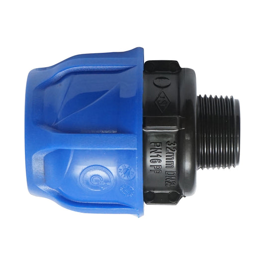 Compression fitting with external thread 32mmx3/4 inch, PN16 for irrigation systems