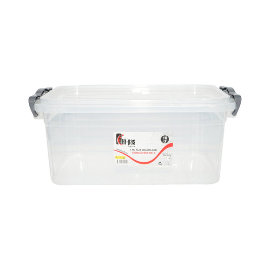 10L storage box with a plastic lid, transparent 240x360x150mm