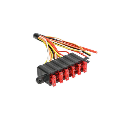 Flat fuse box with 6 positions, cover, and wiring for UTB U-445, Fiat, New Holland, Massey Ferguson, Case IH, Ford.