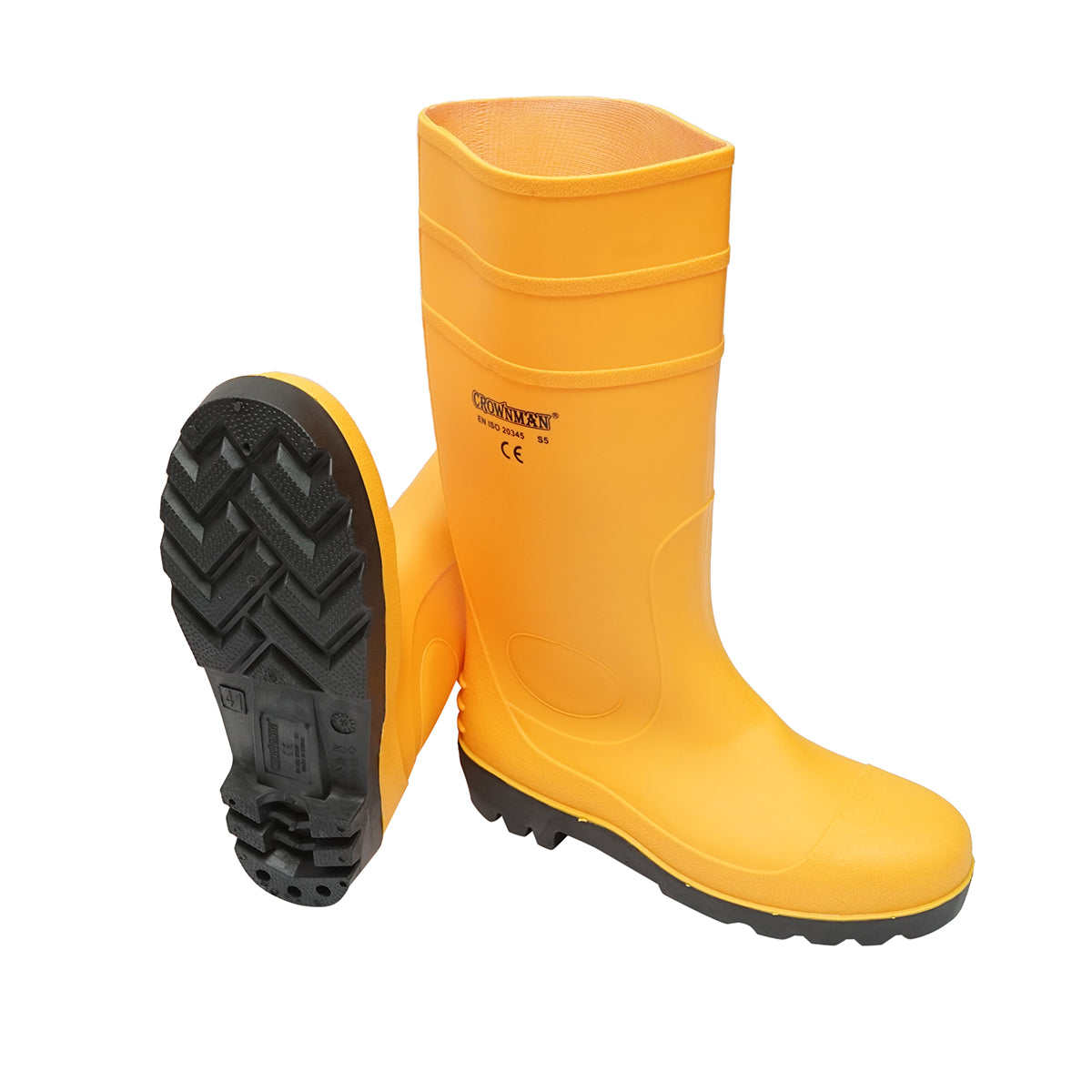 Rubber work boots, yellow, size 44 Crownman