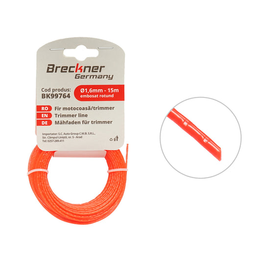 Embossed round line for grass trimmer 1.6mmx15m Breckner Germany