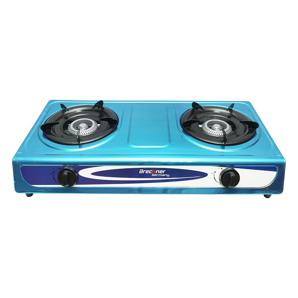 Gas stove, stainless steel with 2 cast iron burners 2.5KW, automatic ignition 715x380x94mm Breckner Germany