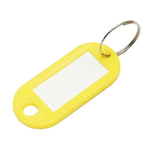 Yellow keychain with label