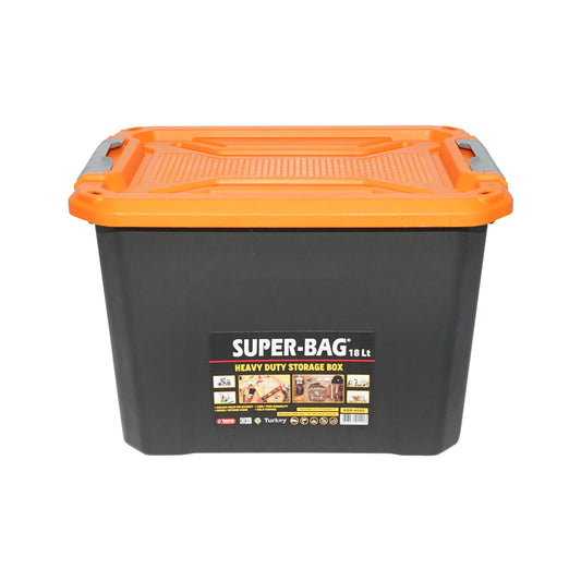 Box, heavy duty storage box 18L with lid, orange 385x295x260mm Breckner Germany