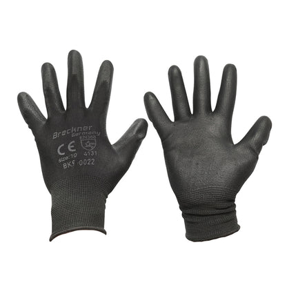 Synthetic work gloves, rubberized black, size 10, Breckner Germany