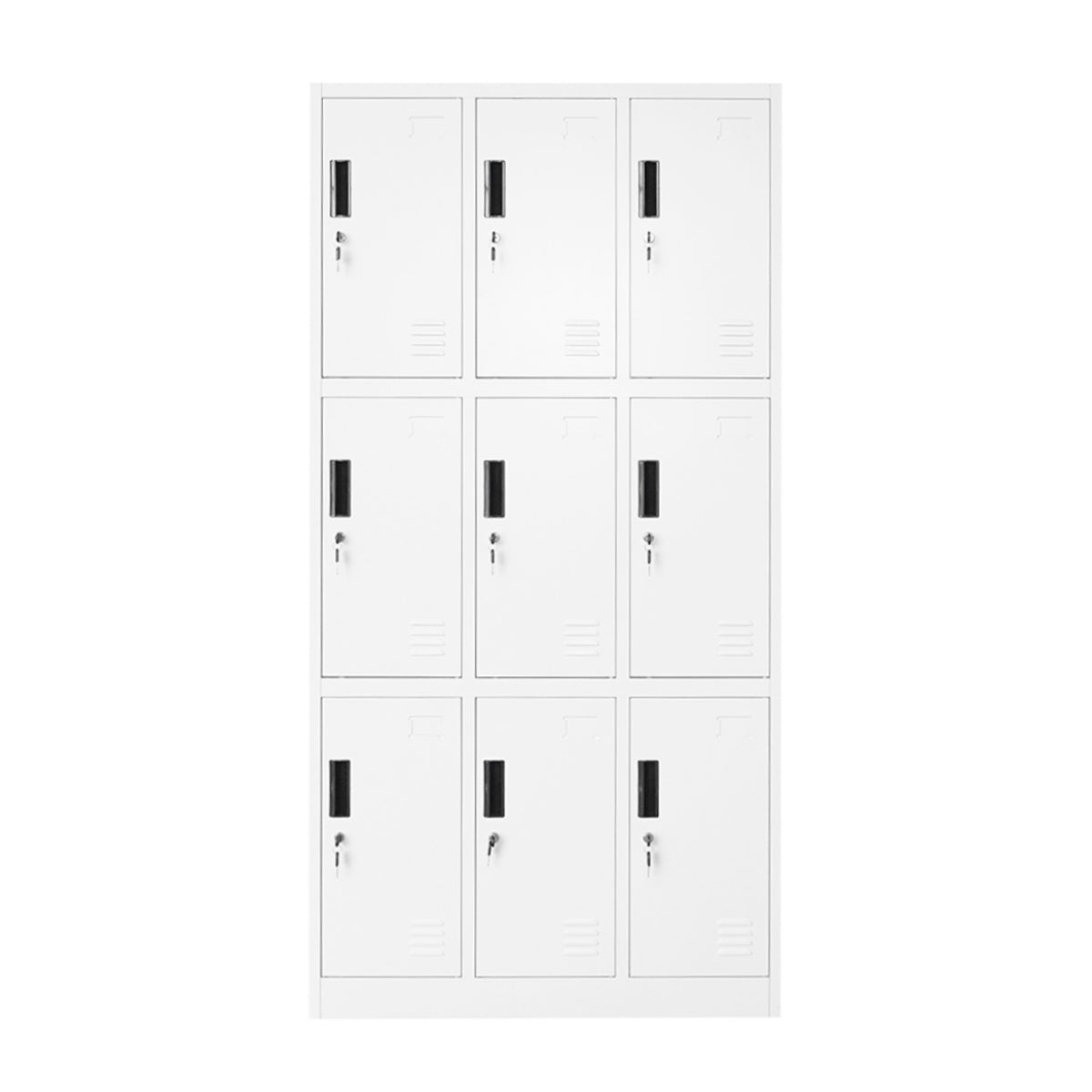 Metal cabinet type locker cushioned 1800x900x450mm 3x3 with 9 secured doors, gray Breckner Germany