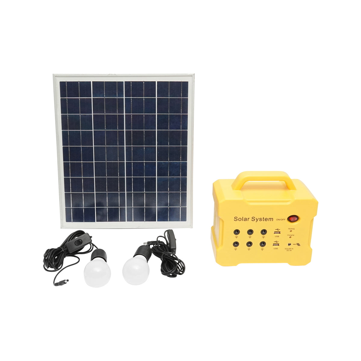 Polycrystalline solar panel system 18V/20W with FM/MP3 radio and 2 bulbs 12V/3W Breckner Germany