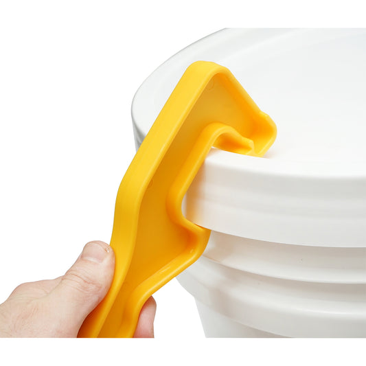 Plastic honey bucket opener