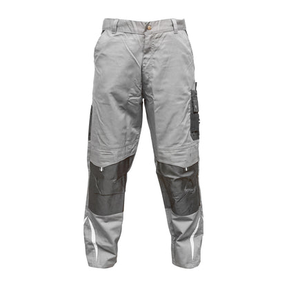 Work pants, polyester with cotton, gray with black, L Breckner Germany