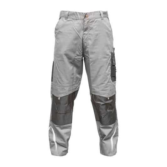 Work pants, polyester with cotton, gray with black, L Breckner Germany