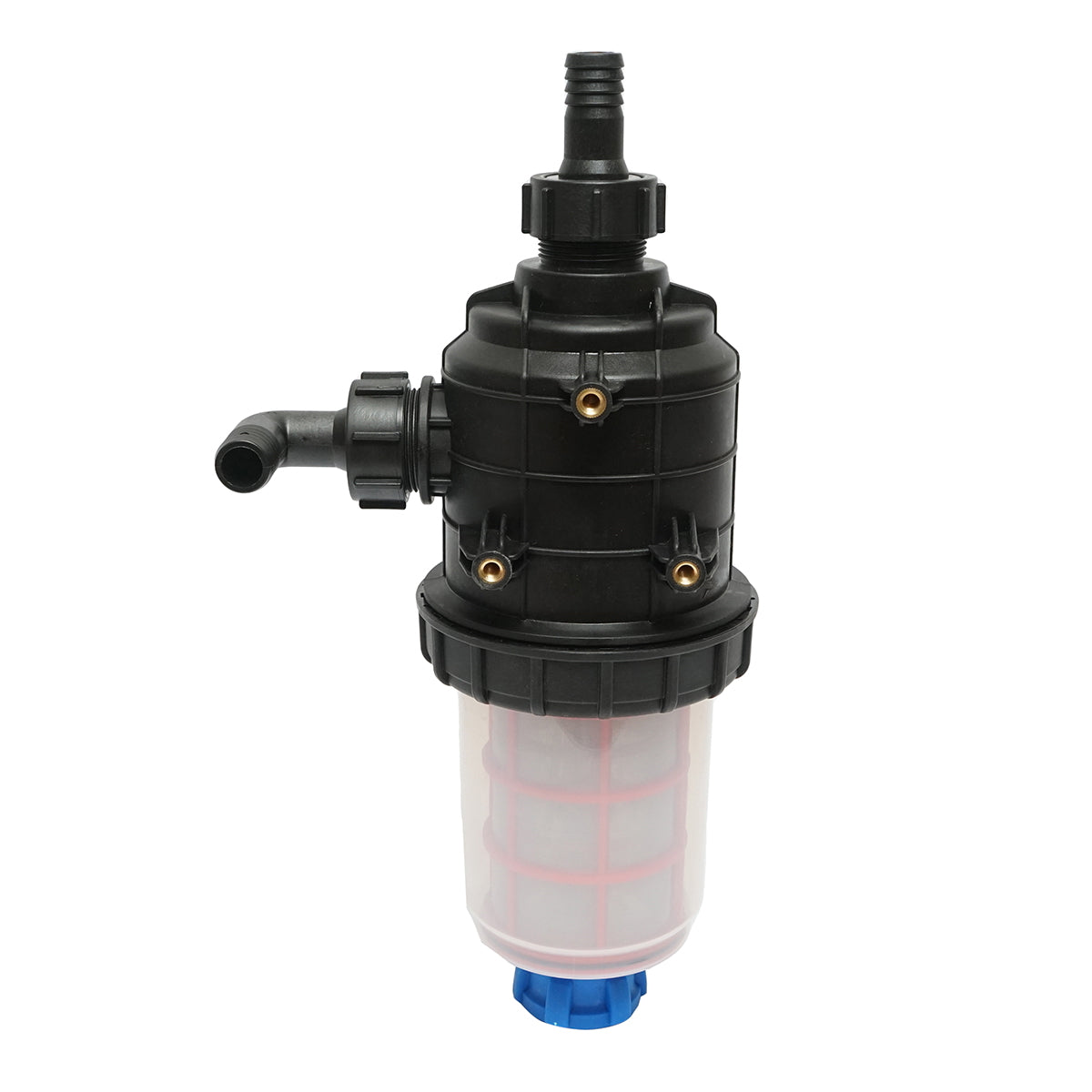 Transparent herbicide filter with 2 sieves and self-cleaning valve, 25mm connection