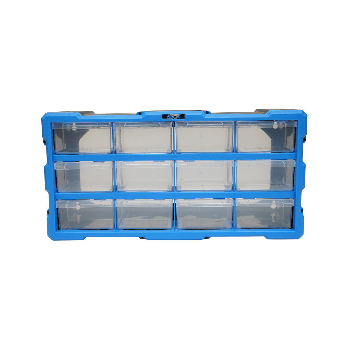 Modular blue plastic storage box, 12 drawers 497x157x250mm Breckner Germany