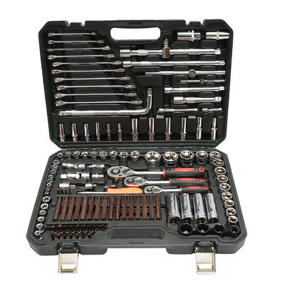Socket wrench set, hexagonal, deep socket, fixed wrenches, bits, torx, hex, spline 128 pieces Breckner Germany
