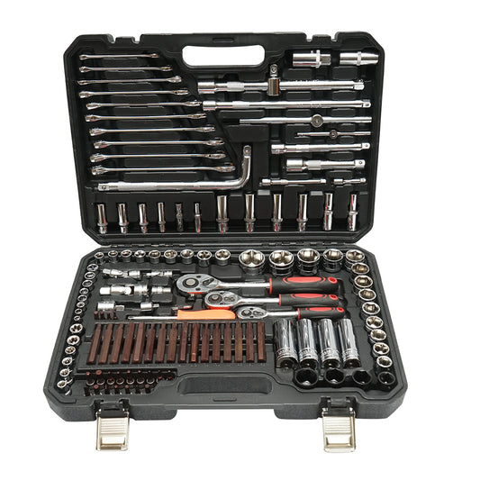 Socket wrench set, hexagonal, deep socket, fixed wrenches, bits, torx, hex, spline 128 pieces Breckner Germany